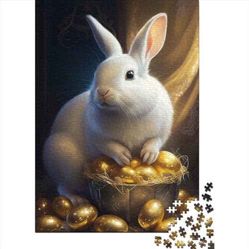 Puzzle, 1000 Teile, Osterhase für Erwachsene, Holzpuzzle, pädagogisches Spiel, Herausforderungsspielzeug, 1000 Teile (75 x 50 cm) von POLIUAWS