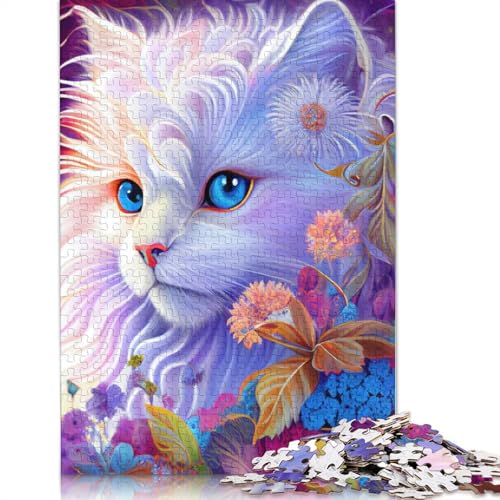 Puzzle, 1000 Teile, einer geheimnisvollen weißen Katze, für Erwachsene und Jugendliche, Nachhaltiges Holzpuzzle für Erwachsene, 1000 Teile (75 x 50 cm) von POLIUAWS