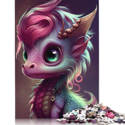 Puzzle, 1000 Teile, niedliche Drachen für Babys, für Erwachsene, einzigartige Dekoration für Zuhause und Geschenke, 1000 Teile (38 x 26 cm) von POLIUAWS