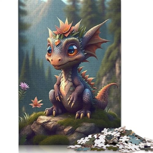 Puzzle, 1000 Teile, niedliche Drachen für Babys für Erwachsene und Jugendliche, Weihnachtsgeschenke, 1000 Teile (38 x 26 cm) von POLIUAWS