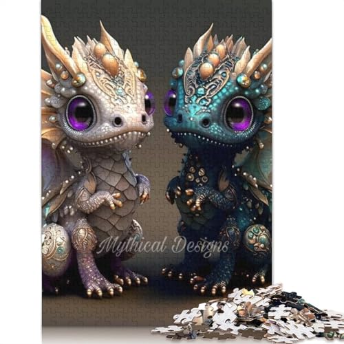 Puzzle, 1000 Teile, niedliche Drachen für Erwachsene, Halloween-Geschenk, Lernspiel, Herausforderung, Spielzeug, 1000 Teile (38 x 26 cm) von POLIUAWS