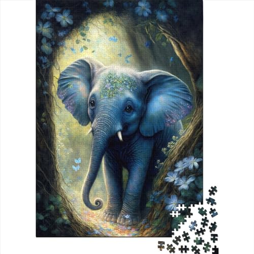Puzzle, 1000 Teile, niedlicher kleiner Elefant, für Erwachsene und Jugendliche, Weihnachtsgeschenk, 1000 Teile (75 x 50 cm) von POLIUAWS