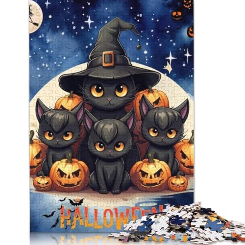 Puzzle, 1000 Teile, schwarze Katze, Halloween, für Erwachsene und Jugendliche, Lernspielzeug aus Papier, 1000 Teile (38 x 26 cm) von POLIUAWS