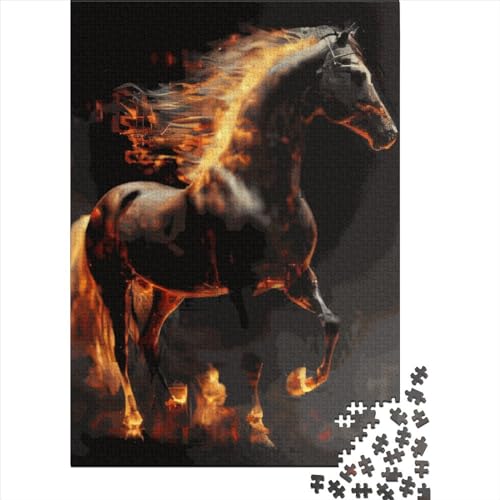 Puzzle, 1000 Teile, schwarzes Pferd, für Erwachsene und Jugendliche, Papierpuzzle für Erwachsene, 1000 Teile (38 x 26 cm) von POLIUAWS