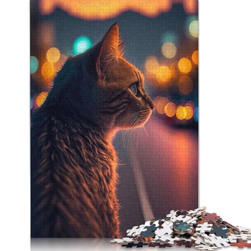 Puzzle „Katze schaut auf die Straße“, 1000 Teile, Familienspaß für Erwachsene und herausforderndes Spiel, Spiele zum Stressabbau und einzigartige Geschenke, 1000 Teile (75 x 50 cm) von POLIUAWS