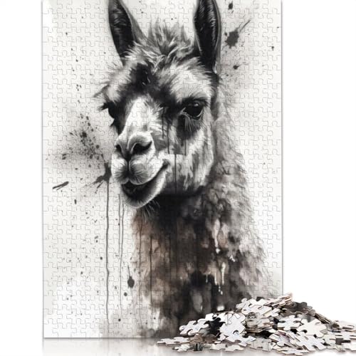 Puzzle 1000 Teile, Lama-Charme, Aquarell-Puzzle, Schwierigkeitsgrad für Erwachsene, Lernspielzeug, Spiele, Familiendekoration, 1000 Teile (38 x 26 cm) von POLIUAWS
