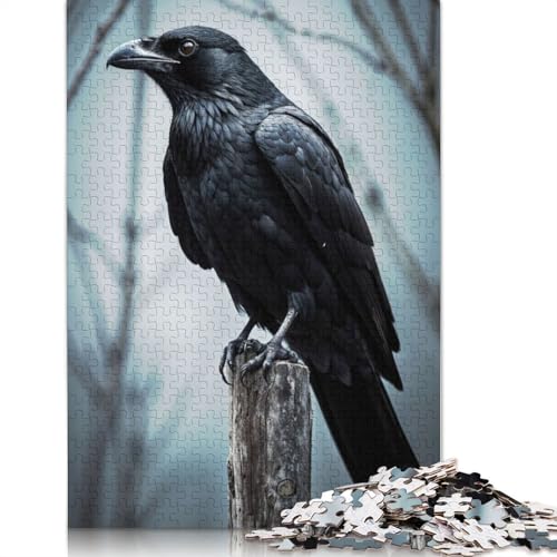 Puzzle 1000 Teile, Wachsame Krähe auf Papier, Schwierigkeitsgrad für Erwachsene, Lernspielzeug, Spiele, Familiendekoration, 1000 Teile (75 x 50 cm) von POLIUAWS