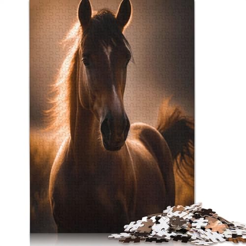 Puzzle 1000 Teile „Pferd lässt die Sonne scheinen“, Schwierigkeitsgrad für Erwachsene, Lernspielzeug, Spiele, Familiendekoration, 1000 Teile (38 x 26 cm) von POLIUAWS