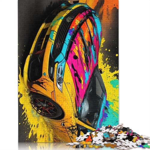 Puzzle 1000 Teile Bunte Sportwagen für Erwachsene und Jugendliche, Holzpuzzle, Lernspiel, Spielzeug, Geburtstagsgeschenk, 1000 Teile (75x50cm) von POLIUAWS