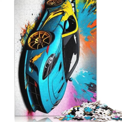 Puzzle 1000 Teile Bunte Sportwagen für Erwachsene und Jugendliche, Holzpuzzle, nachhaltiges Puzzle für Erwachsene | Spiele 1000 Teile (75x50cm) von POLIUAWS