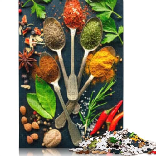 Puzzle 1000 Teile Kräuter und Gewürze für Erwachsene, Holzpuzzle, Halloween-Geschenke, Erwachsenenpuzzle, Lernspiel, Herausforderung Spielzeug, 1000 Teile (75 x 50 cm) von POLIUAWS
