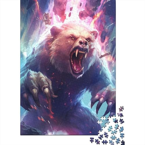 Puzzle 1000 Teile Super Power Bear für Erwachsene, Halloween-Geschenk, Holzpuzzle für Erwachsene, 1000 Teile (75x50cm) von POLIUAWS