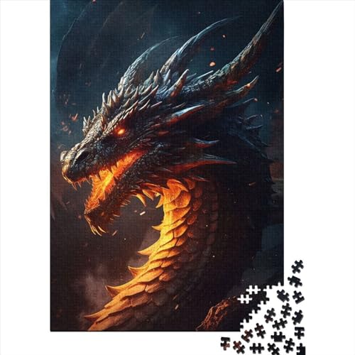 Puzzle 1000 Teile alter Feuerdrache für Erwachsene, Halloween-Geschenk, Lernspielzeug, 1000 Teile (75 x 50 cm) von POLIUAWS