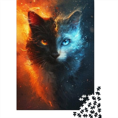 Puzzle 1000 Teile für Erwachsene, Katze, Holzpuzzle für Erwachsene, Lernspiel, Herausforderung, Spielzeug, 1000 Teile (75 x 50 cm) von POLIUAWS