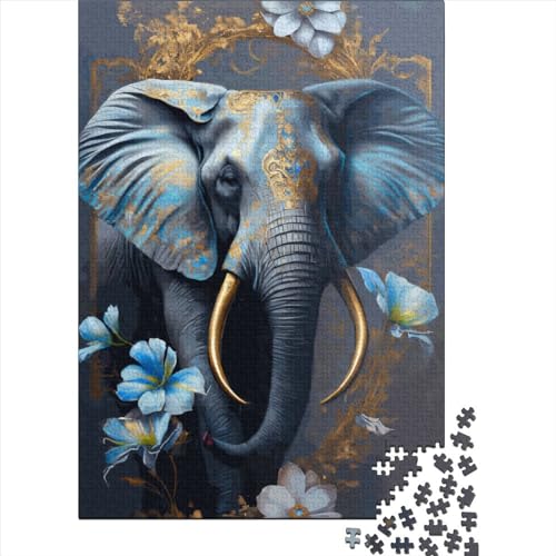 Puzzle Goldener Elefant 1000 Teile für Erwachsene Holzpuzzle für Erwachsene und Jugendliche 1000 Teile (75 x 50 cm) von POLIUAWS