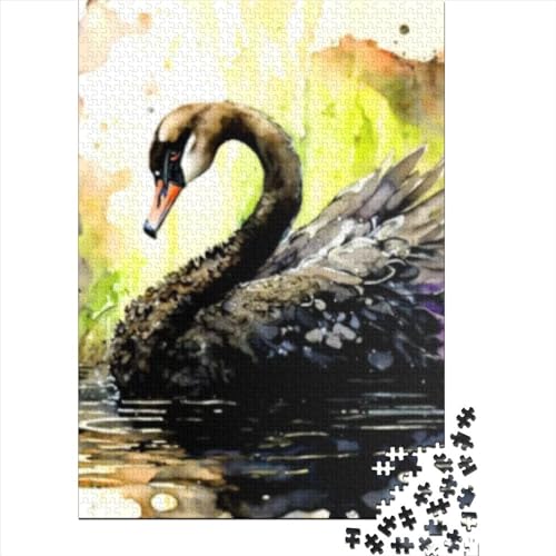 Puzzle Schwarzer Schwan, 1000 Teile, Puzzle für Teenager, Weihnachtsgeschenke, Puzzle für Erwachsene, Lernspiel, Herausforderung, Spielzeug, 1000 Teile (38 x 26 cm) von POLIUAWS