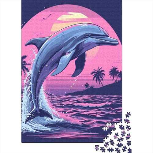 Puzzle Spiel für Erwachsene Delfin Holzpuzzle für Erwachsene Lernspiel Herausforderung Spielzeug 1000 Teile (75x50cm) von POLIUAWS