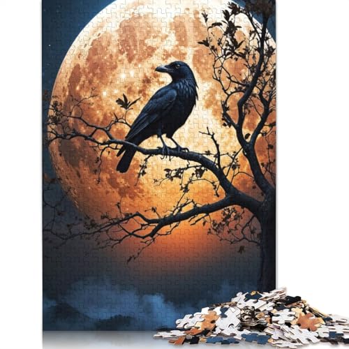 Puzzle für Erwachsene, 1000 Teile, „Die Krähe blickt auf den Mond“, Puzzle für Erwachsene für Lernspiele, Heimdekoration, 1000 Teile (75 x 50 cm) von POLIUAWS