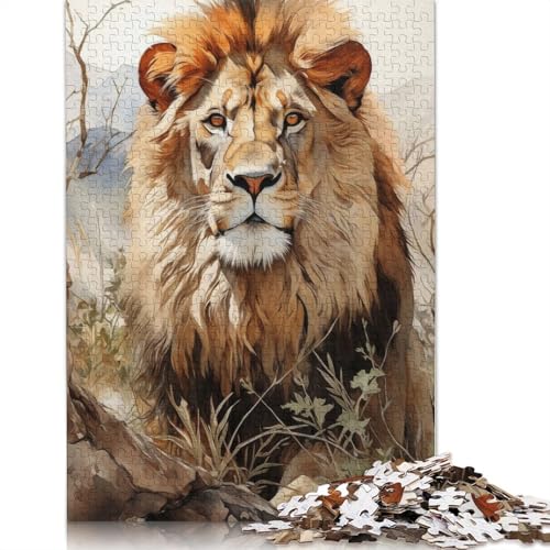 Puzzle für Erwachsene, 1000 Teile, „The Lion Stare Puzzle“, anspruchsvolles Spiel, 1000 Teile (38 x 26 cm) von POLIUAWS