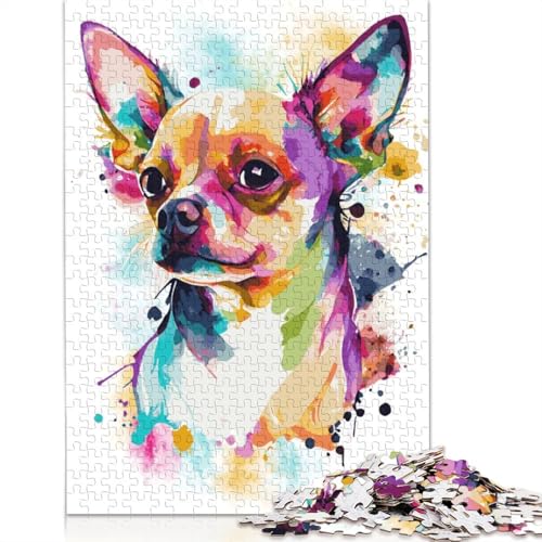 Puzzle für Erwachsene, 1000 Teile, Abstrakter Chihuahua-Hund, Puzzle für Erwachsene für Lernspiele, Heimdekoration, 1000 Teile (75 x 50 cm) von POLIUAWS