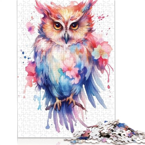Puzzle für Erwachsene, 1000 Teile, Aquarell-Eulenmalerei, Puzzle, Interaktion mit Familienmitgliedern, 1000 Teile (38 x 26 cm) von POLIUAWS