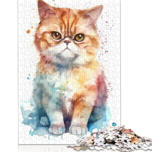 Puzzle für Erwachsene, 1000 Teile, Aquarell-Katzenmalerei, Puzzle für Erwachsene, anspruchsvolles Spiel, 1000 Teile (75 x 50 cm) von POLIUAWS