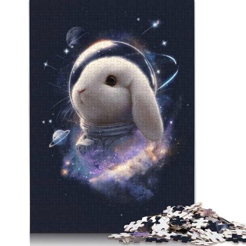 Puzzle für Erwachsene, 1000 Teile, Astronauten-Kaninchen im Weltraum, Puzzle für Erwachsene, Lernspiel, Herausforderungsspielzeug, 1000 Teile (38 x 26 cm) von POLIUAWS