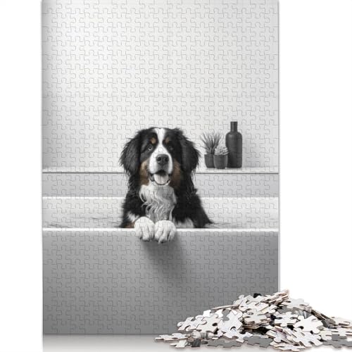 Puzzle für Erwachsene, 1000 Teile, Badewannen-Puzzle mit Berner Hund, Interaktion mit Familienmitgliedern, 1000 Teile (75 x 50 cm) von POLIUAWS