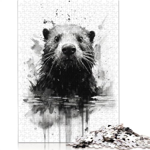 Puzzle für Erwachsene, 1000 Teile, Biber-Schönheit, Aquarell, Puzzles für Erwachsene, Puzzle für Teenager, Puzzlespiel, Spielzeug, Geschenk, 1000 Teile (75 x 50 cm) von POLIUAWS