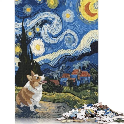 Puzzle für Erwachsene, 1000 Teile, Corgi unter der Sternennacht, Puzzle für Erwachsene, Puzzle für Teenager, Puzzlespiel, Spielzeug, Geschenk, 1000 Teile (75 x 50 cm) von POLIUAWS