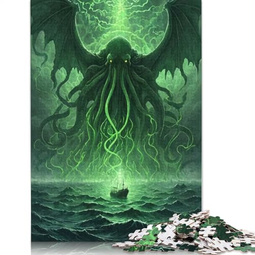 Puzzle für Erwachsene, 1000 Teile, Cthulhu Rising mit Schiff, Papierpuzzle für Erwachsene, Lernspiel, Herausforderungsspielzeug, 1000 Teile (75 x 50 cm) von POLIUAWS