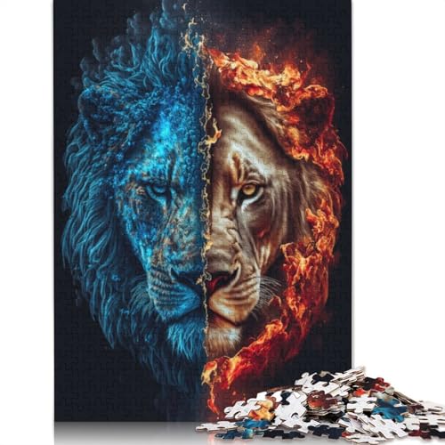 Puzzle für Erwachsene, 1000 Teile, EIS- und Feuerlöwe-Puzzle, Interaktion mit Familienmitgliedern, 1000 Teile (38 x 26 cm) von POLIUAWS