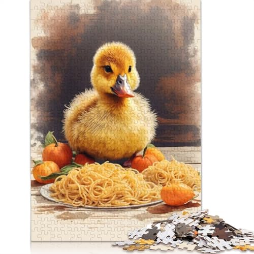 Puzzle für Erwachsene, 1000 Teile, Entlein isst Spaghetti, Papierpuzzle für Erwachsene, Lernspiel, Herausforderungsspielzeug, 1000 Teile (75 x 50 cm) von POLIUAWS
