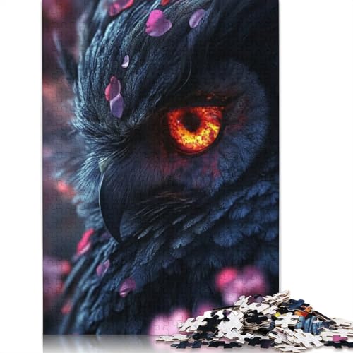 Puzzle für Erwachsene, 1000 Teile, Feurige Eule, Nahaufnahme, Lernspielzeug, Spiele, Familiendekoration, 1000 Teile (75 x 50 cm) von POLIUAWS
