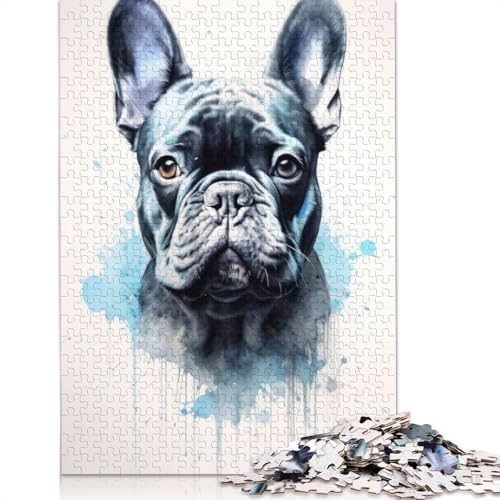 Puzzle für Erwachsene, 1000 Teile, Französische Bulldogge, Schönheitspuzzle, Puzzle für Erwachsene, anspruchsvolles Spiel, 1000 Teile (75 x 50 cm) von POLIUAWS