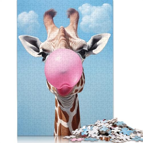 Puzzle für Erwachsene, 1000 Teile, Giraffe und Kaugummi, Puzzle für Erwachsene, für Lernspiele, Heimdekoration, 1000 Teile (38 x 26 cm) von POLIUAWS