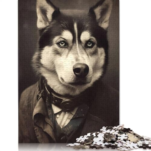 Puzzle für Erwachsene, 1000 Teile, Husky-Vintage-Puzzle, anspruchsvolles Spiel, 1000 Teile (38 x 26 cm) von POLIUAWS