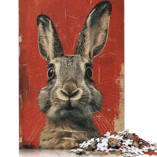 Puzzle für Erwachsene, 1000 Teile, Kaninchenporträt, Vintage-Puzzle, Lernspielzeug, Spiele, Familiendekoration, 1000 Teile (38 x 26 cm) von POLIUAWS