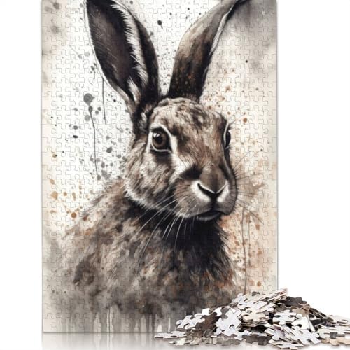 Puzzle für Erwachsene, 1000 Teile, Kaninchenschönheit, Schwarze Tinte, Puzzle für Erwachsene, anspruchsvolles Spiel, 1000 Teile (38 x 26 cm) von POLIUAWS
