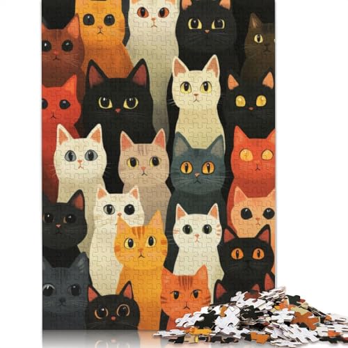 Puzzle für Erwachsene, 1000 Teile, Katzen-Menschenmengen-Illustration, Puzzle für Erwachsene, anspruchsvolles Spiel, 1000 Teile (75 x 50 cm) von POLIUAWS