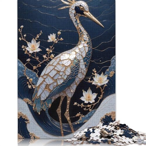 Puzzle für Erwachsene, 1000 Teile, Kranichvogel, Kintsugi-Kunstpapier, Puzzle für Erwachsene, Lernspiel, Herausforderungsspielzeug, 1000 Teile (38 x 26 cm) von POLIUAWS