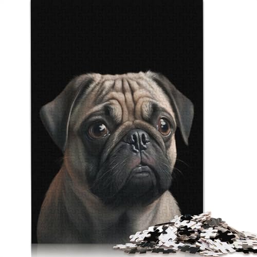 Puzzle für Erwachsene, 1000 Teile, Mops, Tierpuzzle, Interaktion mit Familienmitgliedern, 1000 Teile (75 x 50 cm) von POLIUAWS