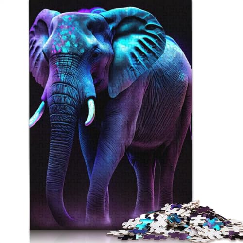 Puzzle für Erwachsene, 1000 Teile, Neon Majesty Elephant, Lernspielzeug, Spiele, Familiendekoration, 1000 Teile (38 x 26 cm) von POLIUAWS