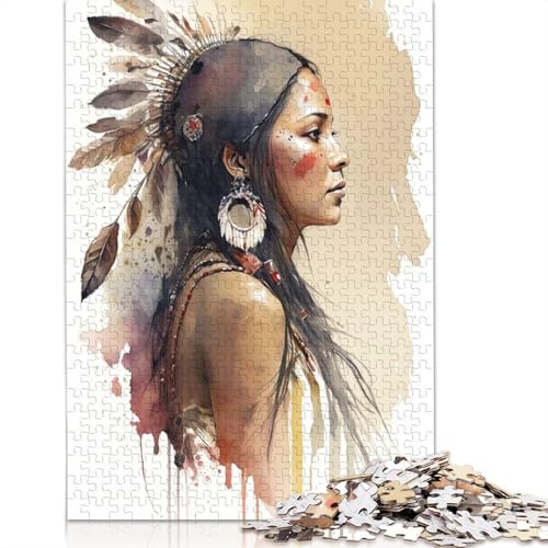 Puzzle für Erwachsene, 1000 Teile, Ölgemälde, indische Frau, Puzzle, Puzzles für Erwachsene, Lernspiel, Herausforderungsspielzeug, 1000 Teile (38 x 26 cm) von POLIUAWS