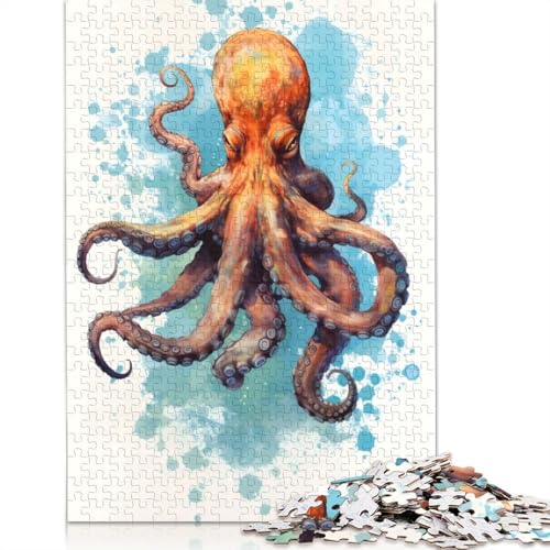 Puzzle für Erwachsene, 1000 Teile, Oktopus-Aquarell, Lernspielzeug, Spiele, Familiendekoration, 1000 Teile (75 x 50 cm) von POLIUAWS