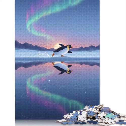 Puzzle für Erwachsene, 1000 Teile, Pinguin läuft auf EIS mit Aurora, Puzzle, Puzzle für Erwachsene, Lernspiel, Herausforderungsspielzeug, 1000 Teile (75 x 50 cm) von POLIUAWS