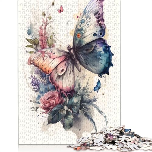 Puzzle für Erwachsene, 1000 Teile, Schmetterlings-Aquarell-Puzzle, Interaktion mit Familienmitgliedern, 1000 Teile (75 x 50 cm) von POLIUAWS