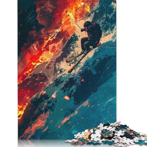 Puzzle für Erwachsene, 1000 Teile, Skifahrer in einem verschneiten Berg, Puzzle für Erwachsene, Lernspiel, Herausforderungsspielzeug, 1000 Teile (75 x 50 cm) von POLIUAWS