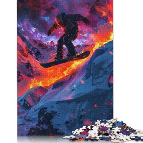 Puzzle für Erwachsene, 1000 Teile, Snowboarder in einem Berg, Papierpuzzle für Erwachsene und Jugendliche, Heimdekoration, Puzzlespielzeug, 1000 Teile (38 x 26 cm) von POLIUAWS