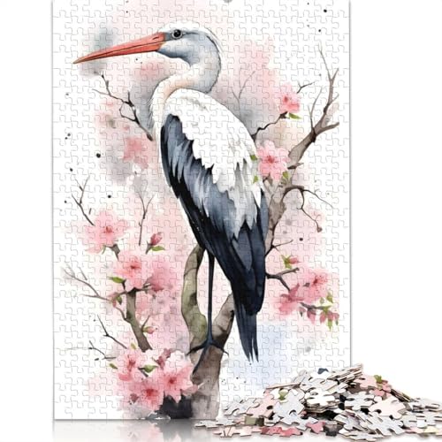 Puzzle für Erwachsene, 1000 Teile, Storch, Aquarell, Puzzle für Erwachsene, Puzzle für Teenager, Puzzlespiel, Spielzeug, Geschenk, 1000 Teile (38 x 26 cm) von POLIUAWS